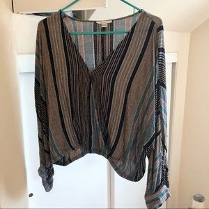 AE Vintage-Style Striped Wrap Top